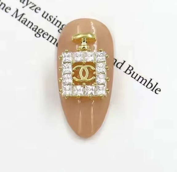 10PCS Perfume Chanel Nail Charms Gold Bling